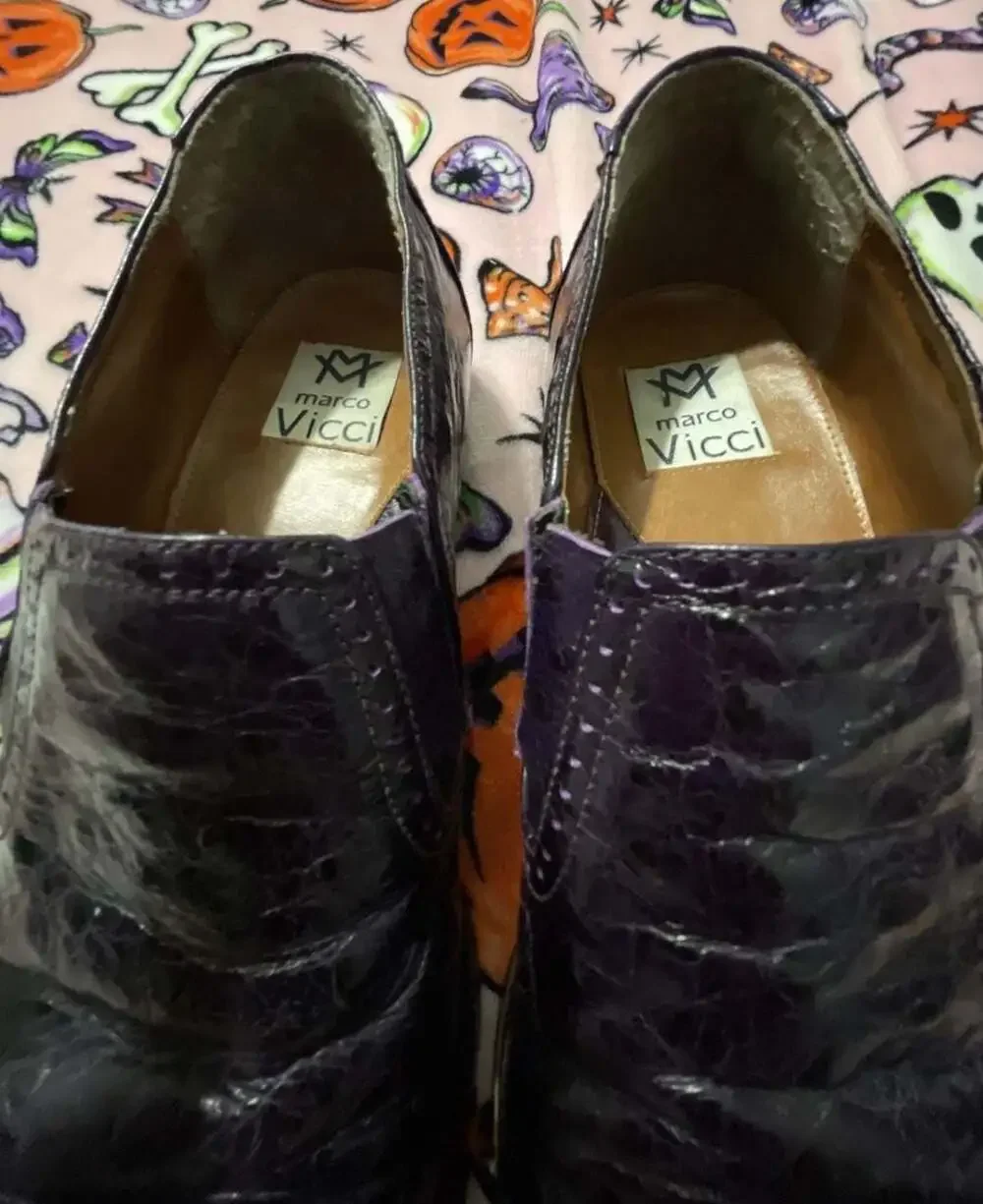 Marco Vicci Dandy Rockabilly Purple Hornback Textured SlipOn Cap Toe Dress Shoes